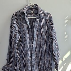 PETER MILLAR Plaid Button-Up Shirt Size Large Office‎ Casual Stylish 100% Cotton